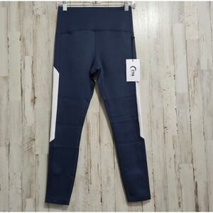 ZYIA Active Navy White Primo Hi Rise 7/8 24" Leggings Size 6-8 Medium